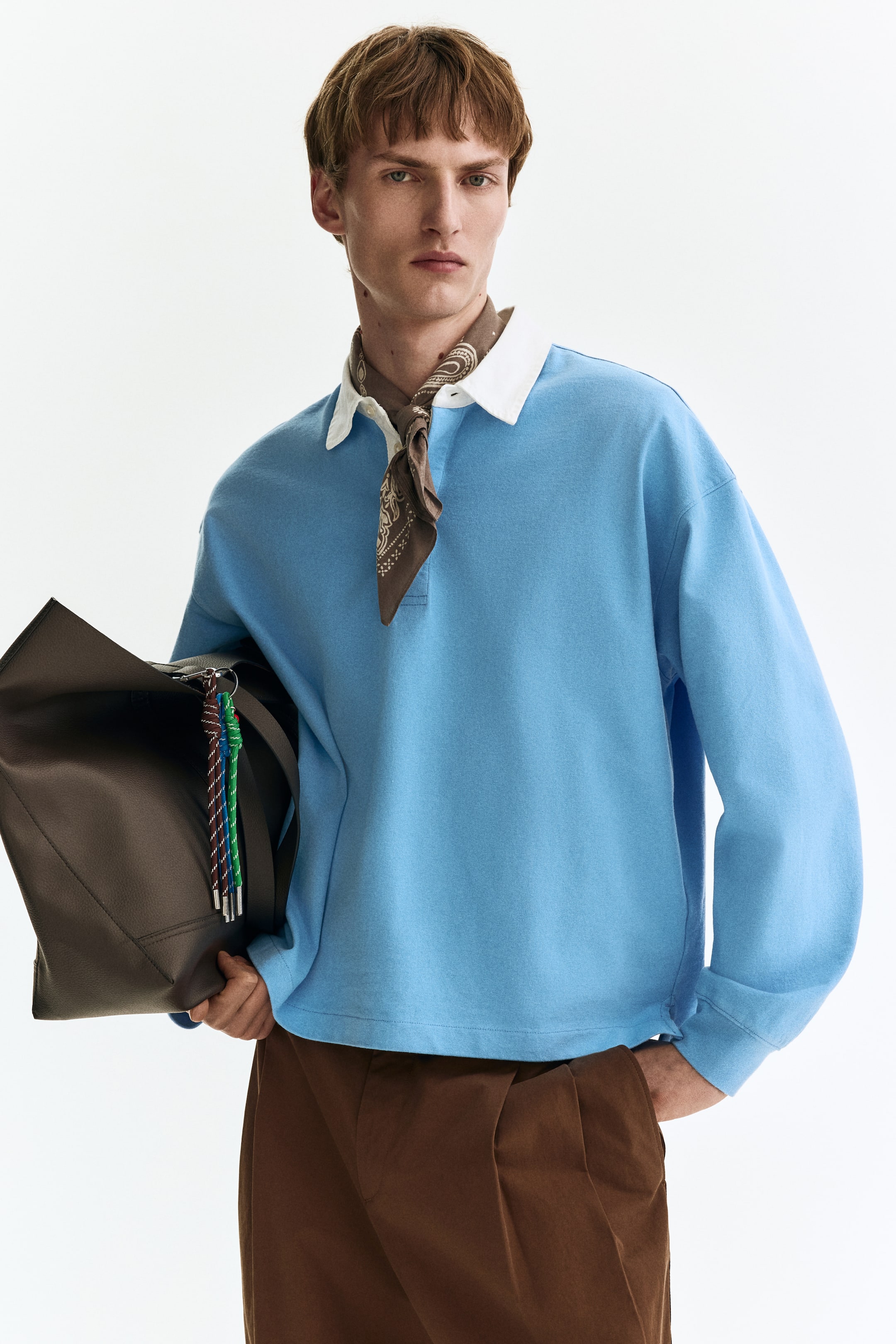 Мужские рубашки H&M Loose-Fit Cotton Polo Shirt — фото 6