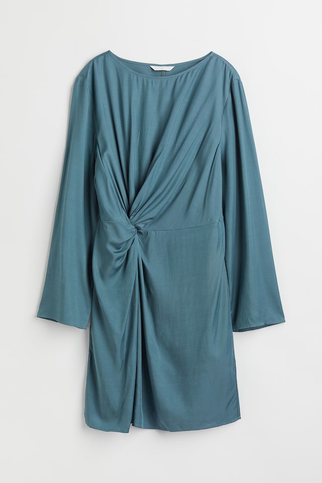 Draped dress - Dark turquoise/Black/Cerise