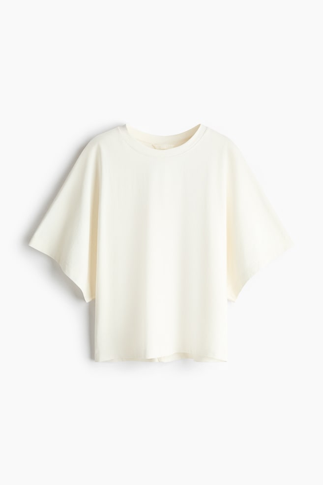 Batwing-sleeved T-shirt - Ivory/Dark khaki green - 1