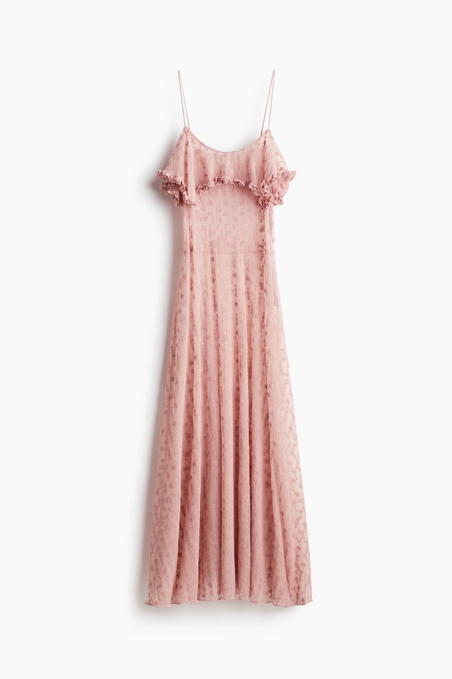 Abito lungo in mesh - Rosa polvere - 1