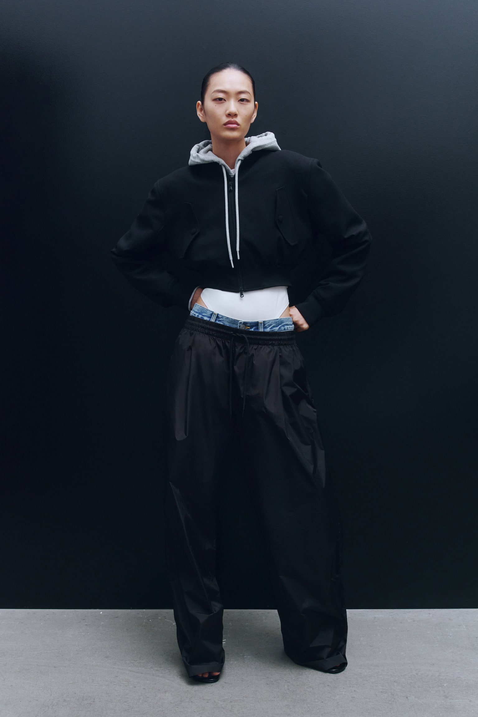 Nylon track pants - Black - 1