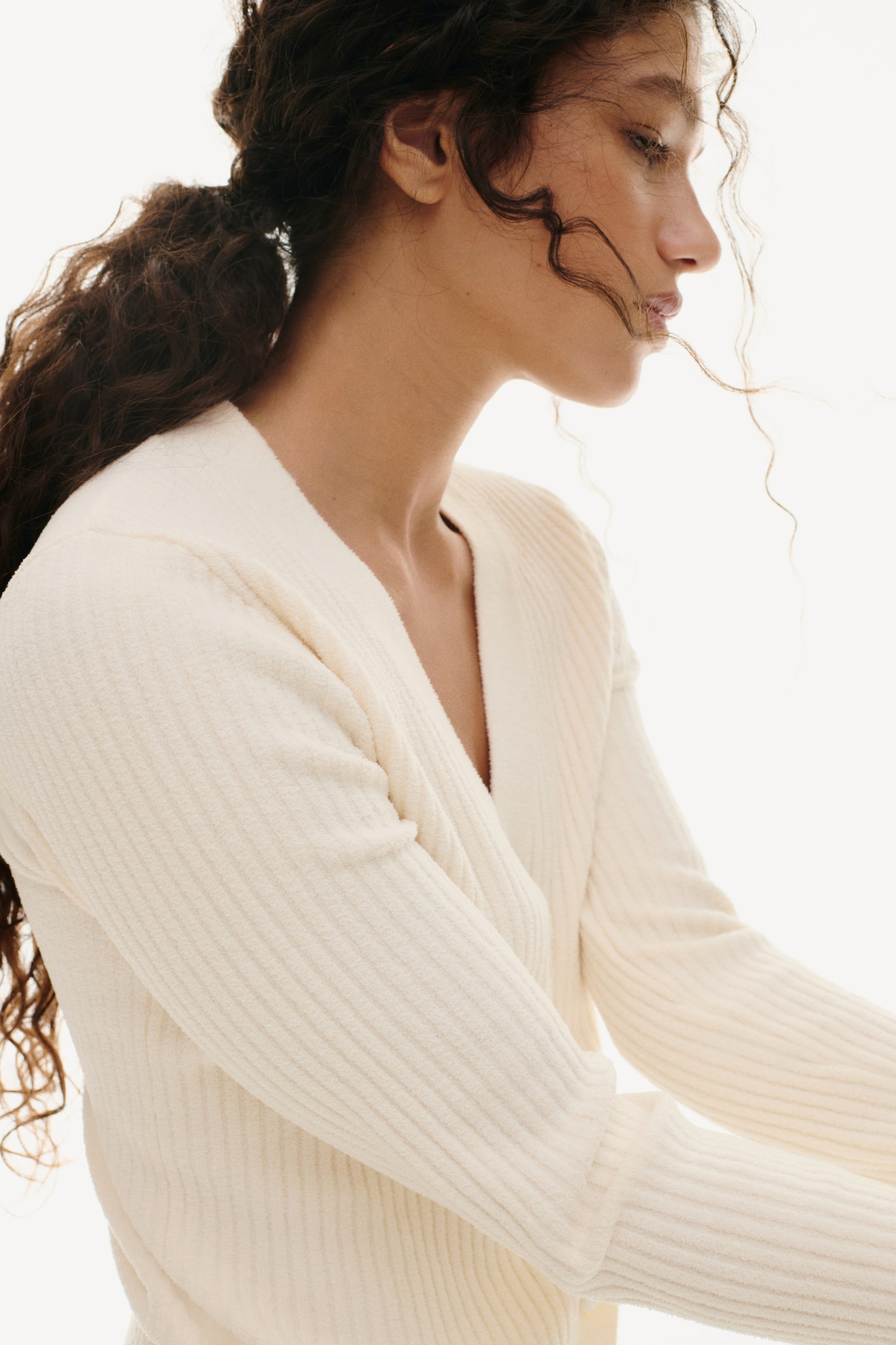 Женский кардиган H&M Rib-Knit, цвет: Кремовый — фото 5
