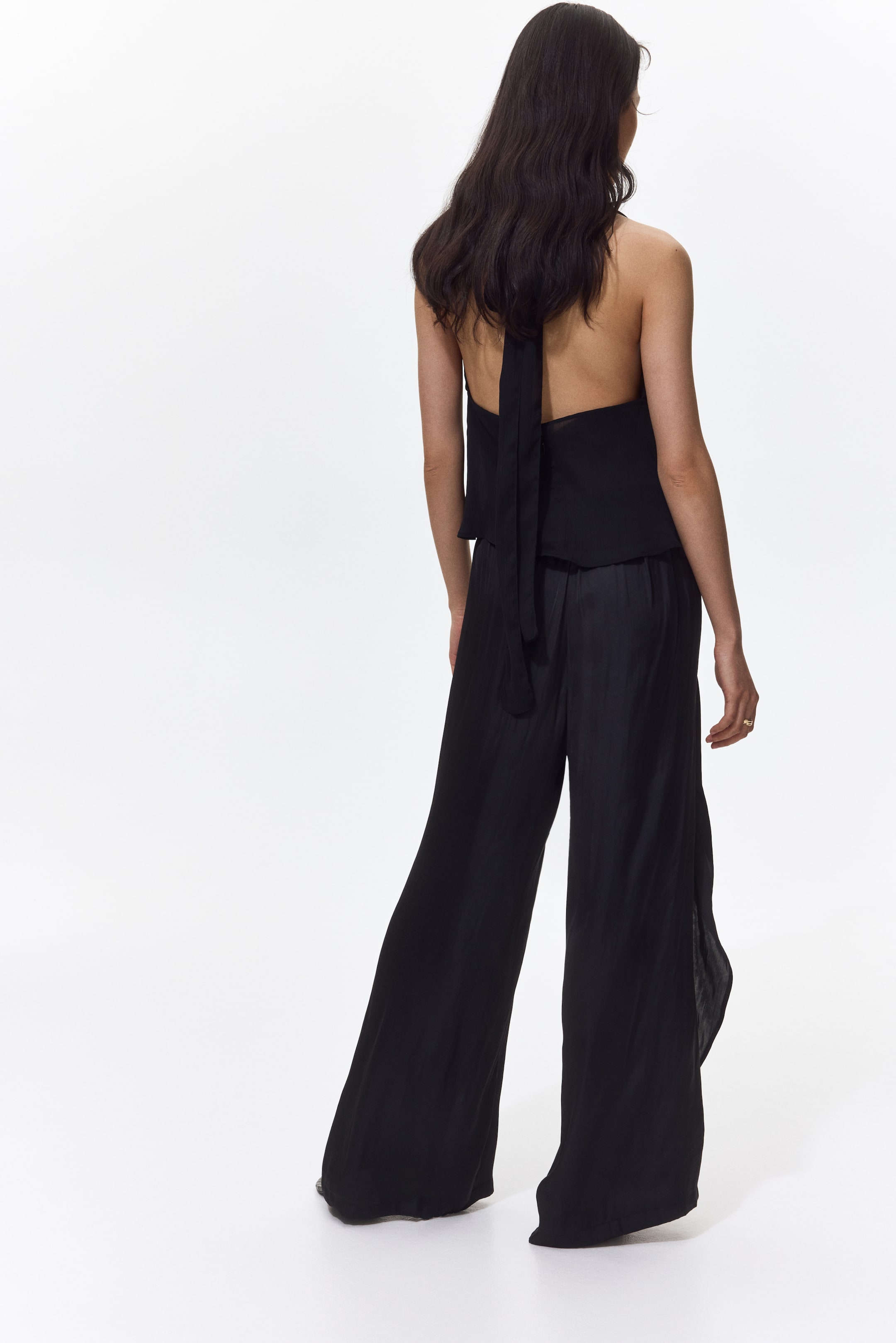 Wrap-Detail Satin Pants