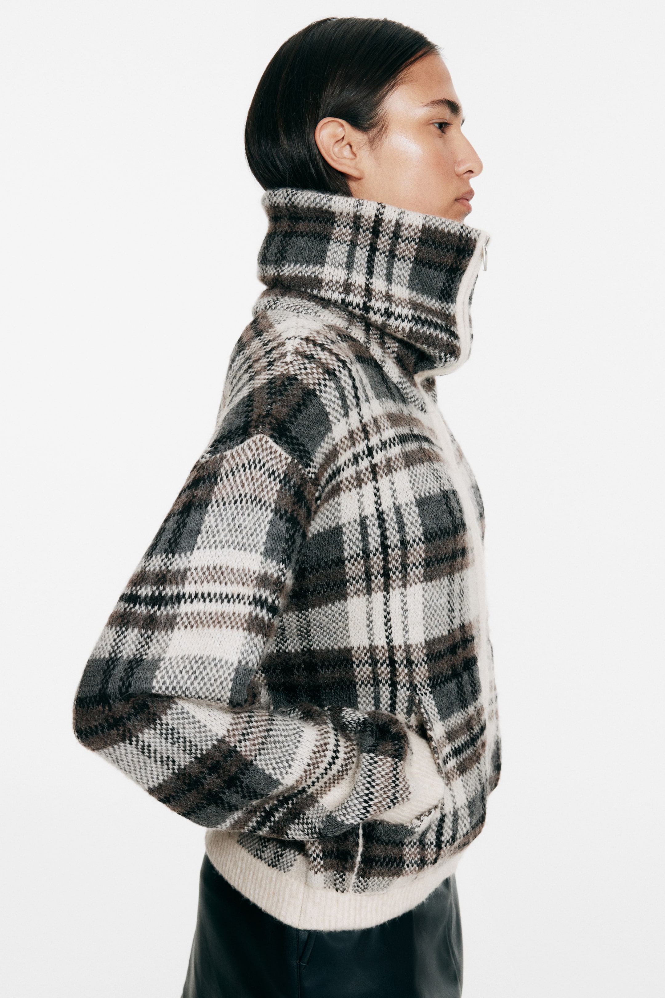 Ampliar la imagen: Chamarra en tejido jacquard - Beige claro/Cuadros - Ladies | H&M MX 3