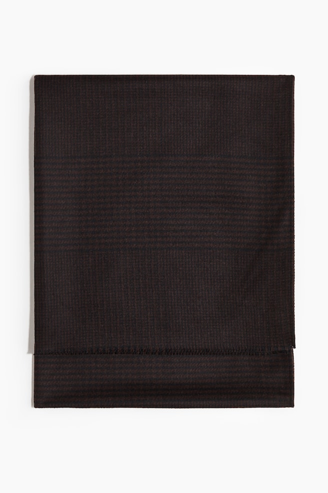 Wool-Blend Scarf - Dark brown/checked - 1