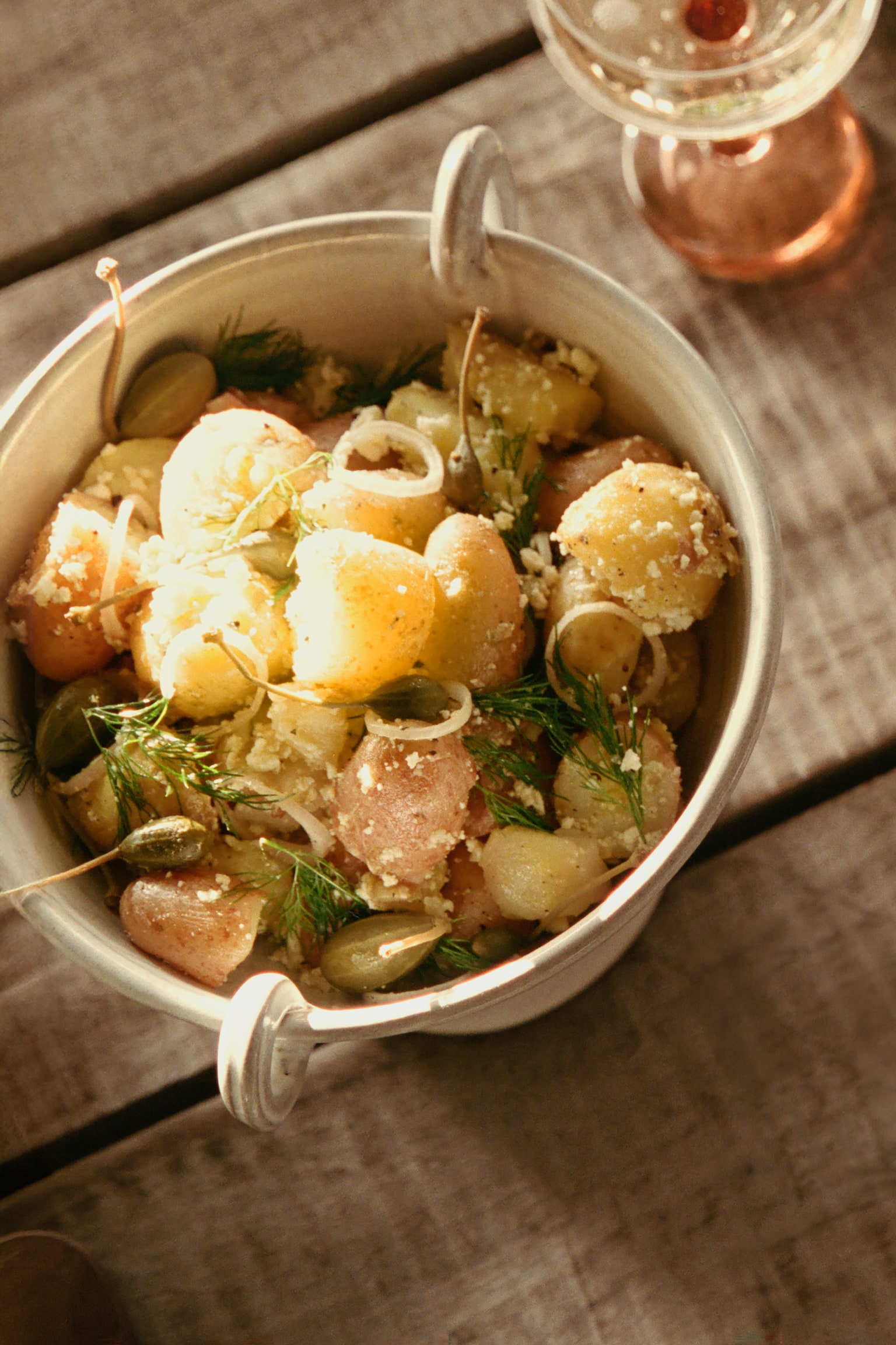 Servírovací miska na noze s reaktivní glazurou - Bílá - 3