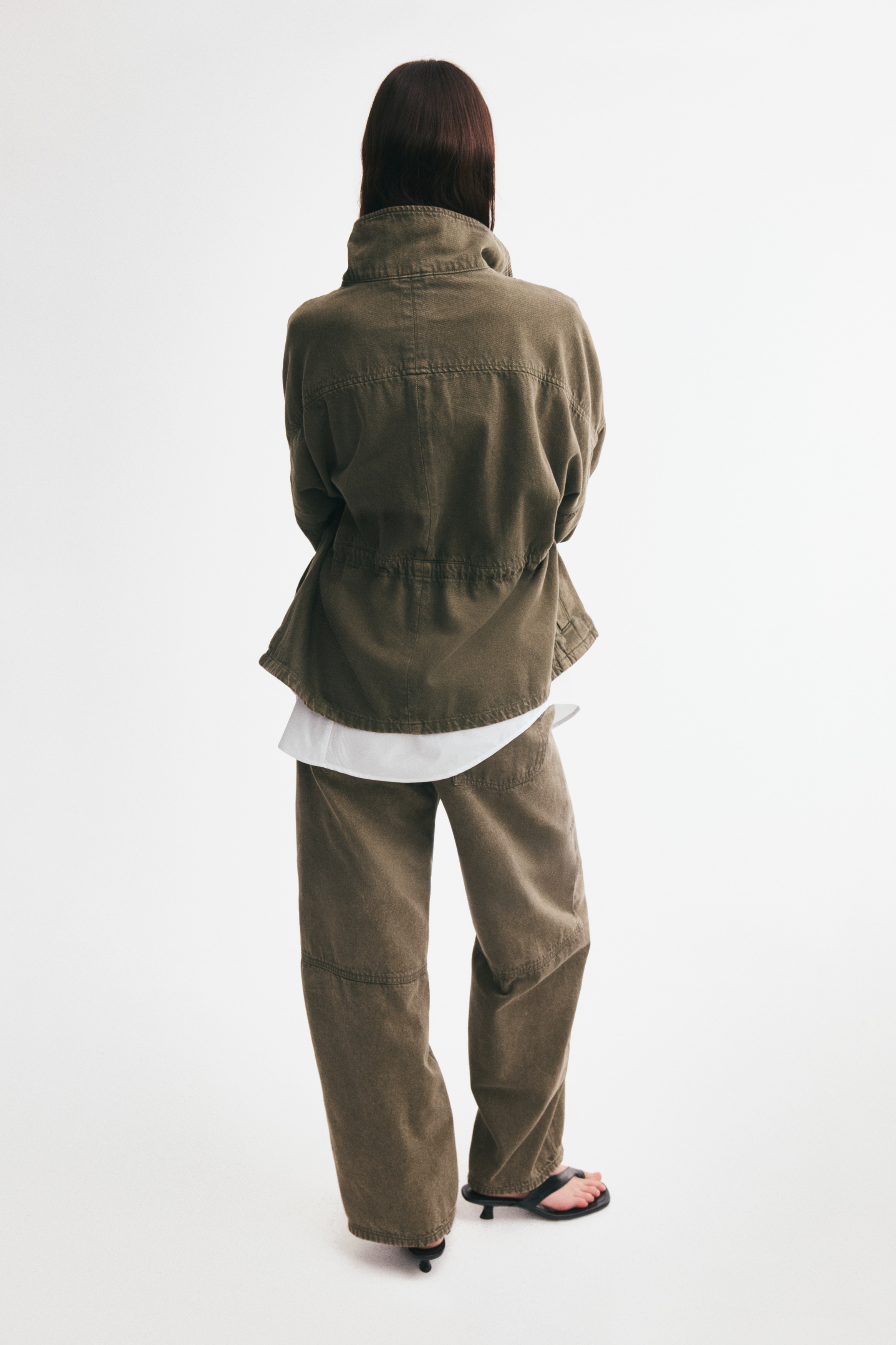 Women's Khaki green Oversized Cotton Denim Jacket | H&M US