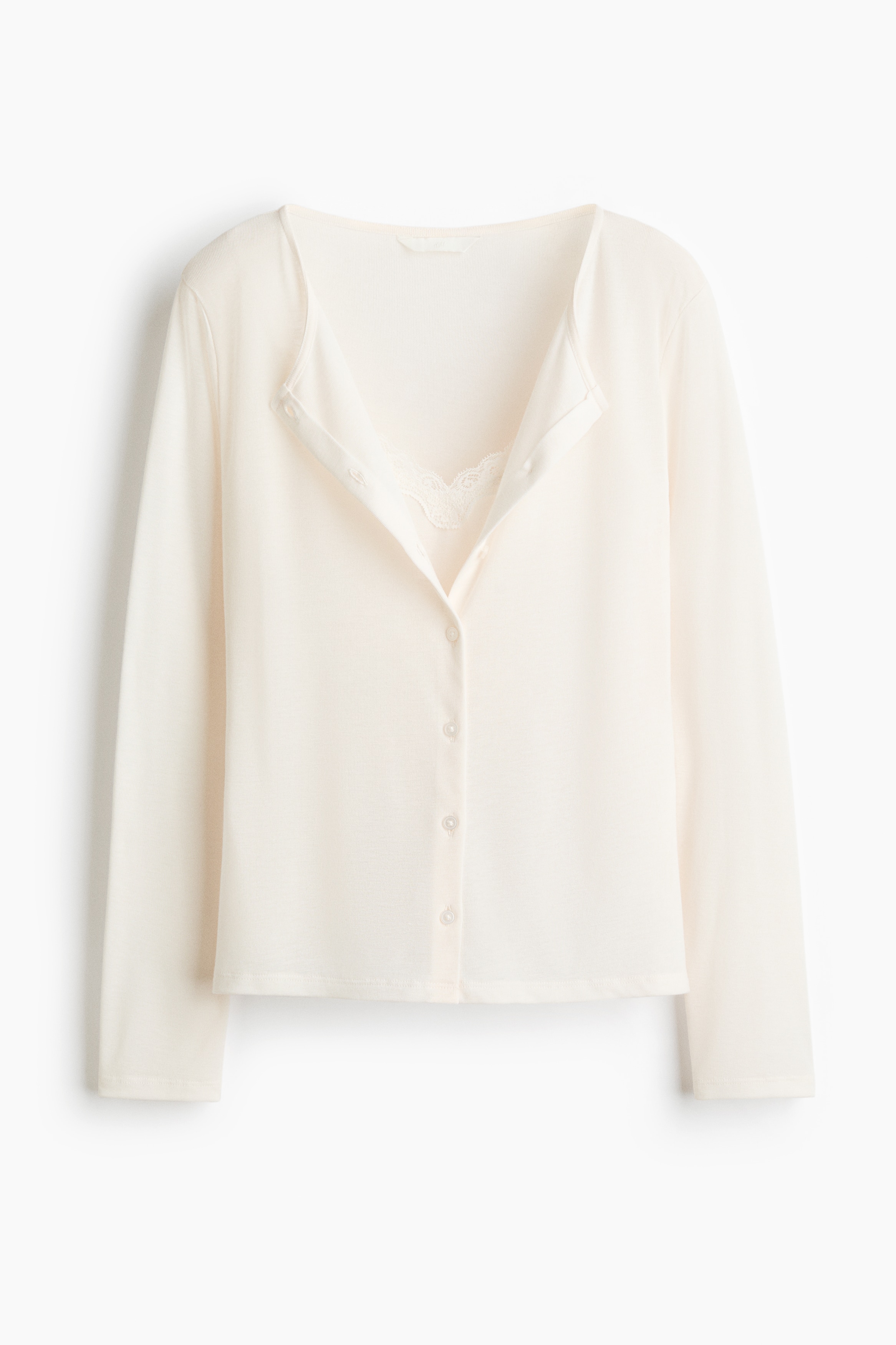 Layered Cardigan - Cream/Dark brown/Black