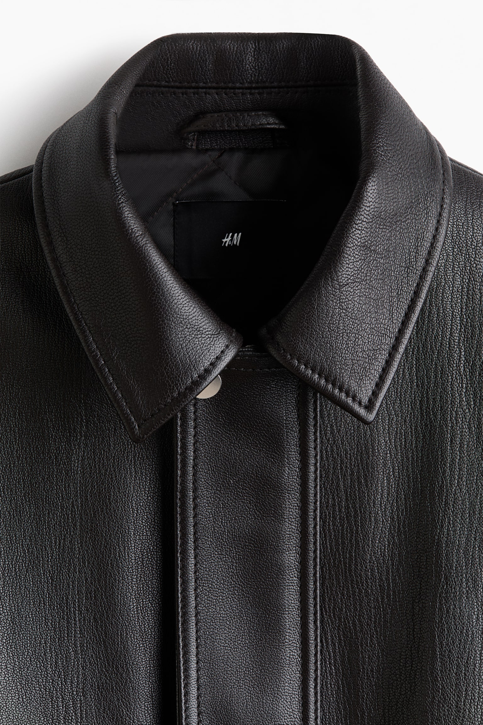 Мужская куртка H&M Leather Blouson, цвет: Тёмный коричневый — фото 7