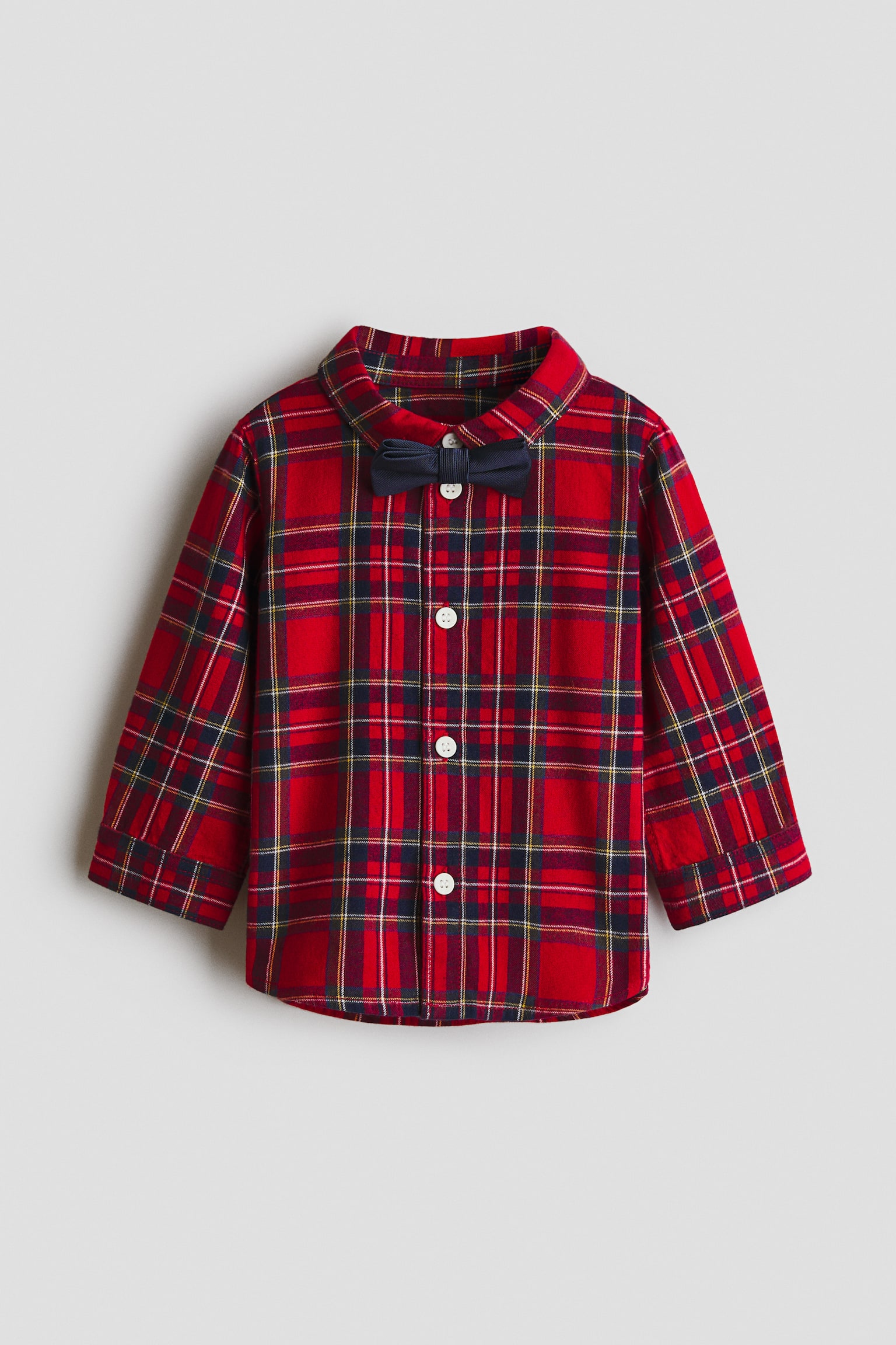 2-piece shirt and bow set - Red/Checked/White/Christmas/Light blue/Navy blue
