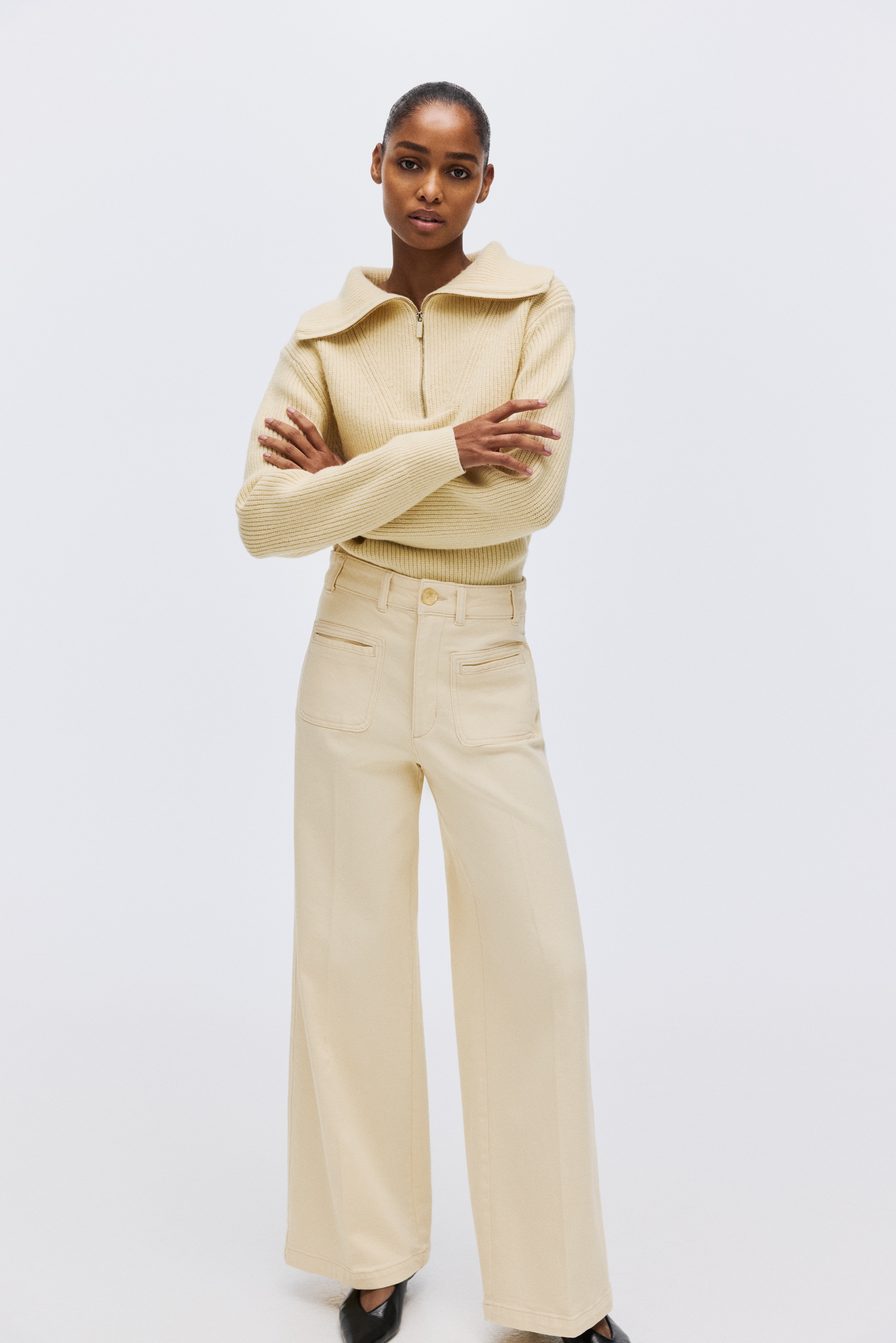 Wide High Jeans - Jaune pâle/Blanc/Bleu denim foncé/Bleu denim/Bleu denim clair