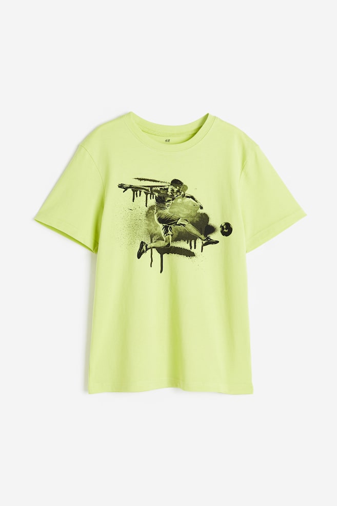 Baumwoll-T-Shirt mit Print - Neongelb/Fußball/Kobaltblau/Weiß/Mountainbiking/Schwarz/Gamecontroller