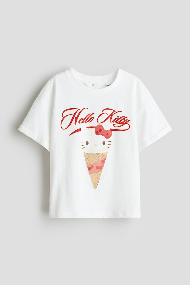 Camiseta oversize con motivo estampado - Blanco/Hello Kitty - 1