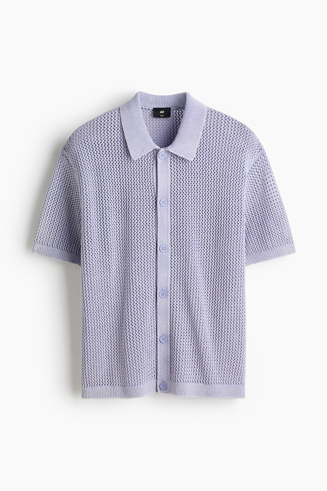 Relaxed-Fit Open-Knit Shirt - Lilac/Black - 1