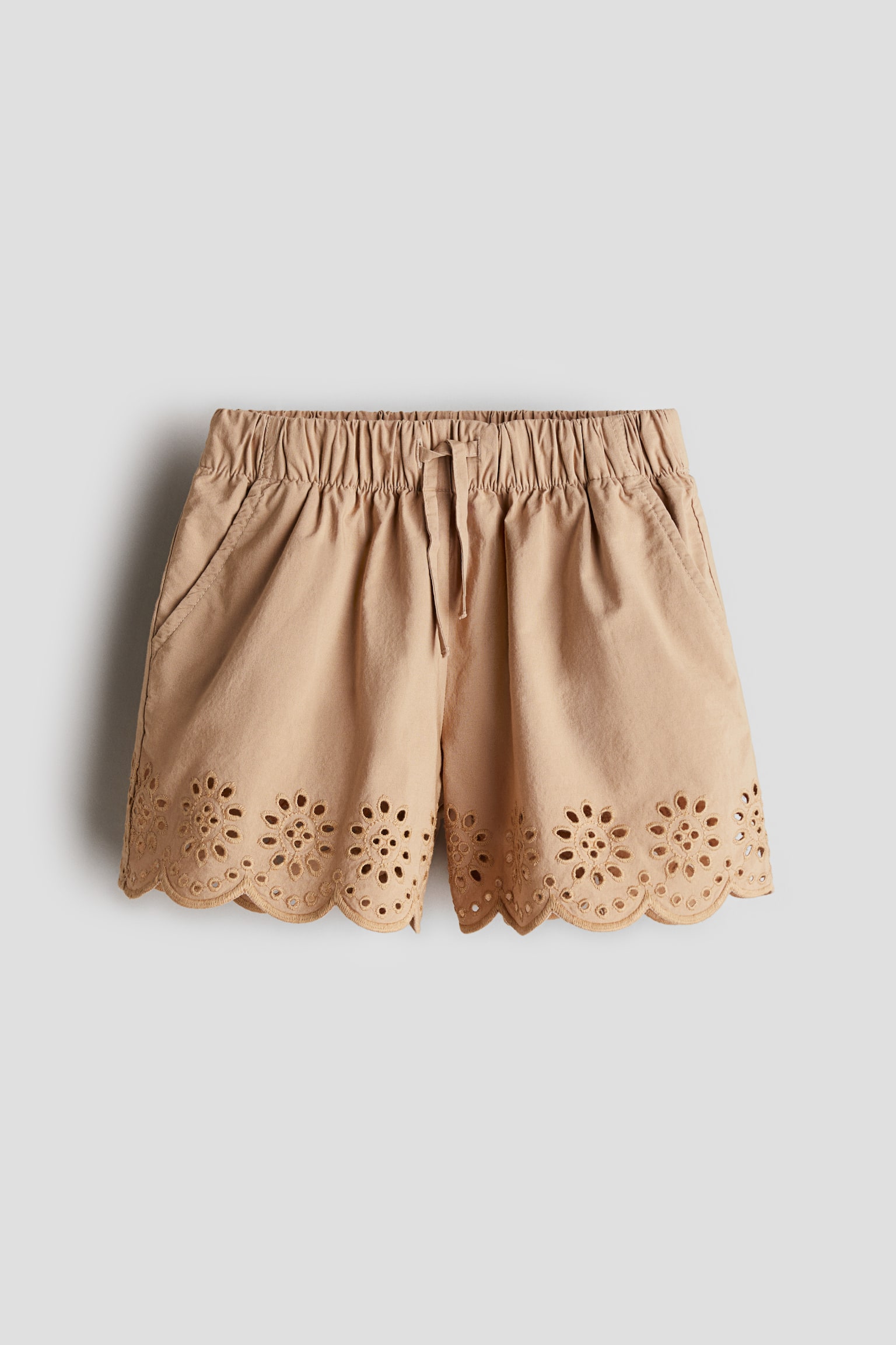 Broderie Anglaise Shorts - Beige/Dark grey - 1