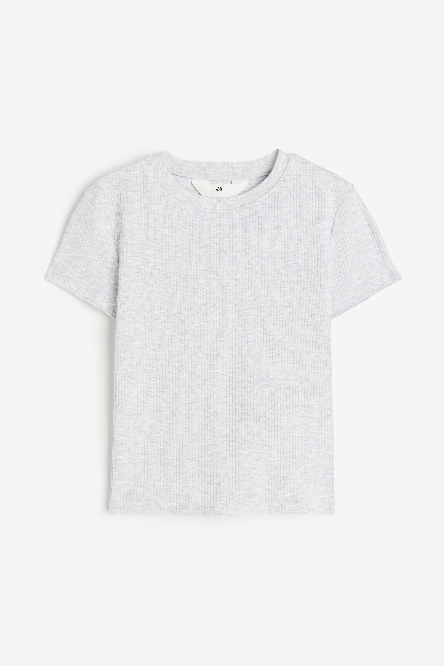 Ribbed cotton jersey top - Light grey marl/White/Light pink/Black/Light green - 1