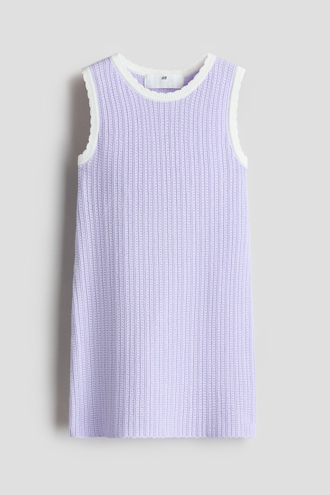 Abito in cotone strutturato - Viola chiaro/Crema - 1