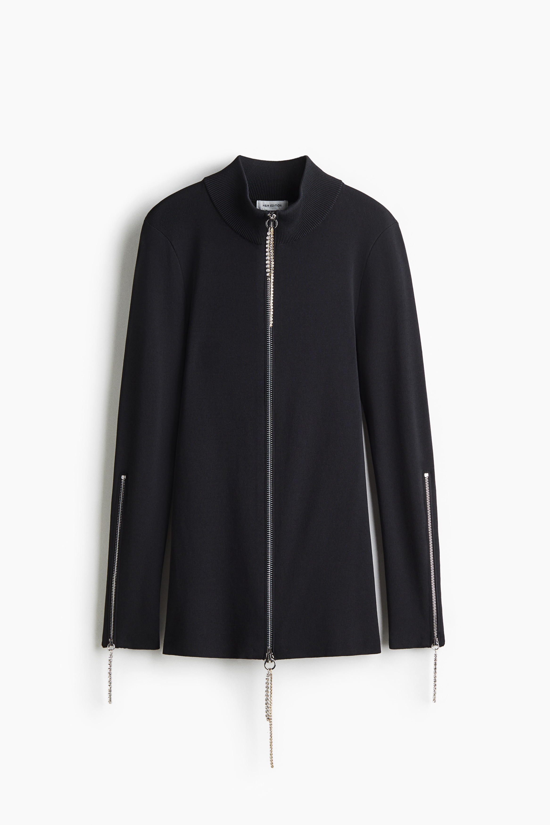 Rhinestone-detail zip-through top - Dark grey - Ladies | H&M