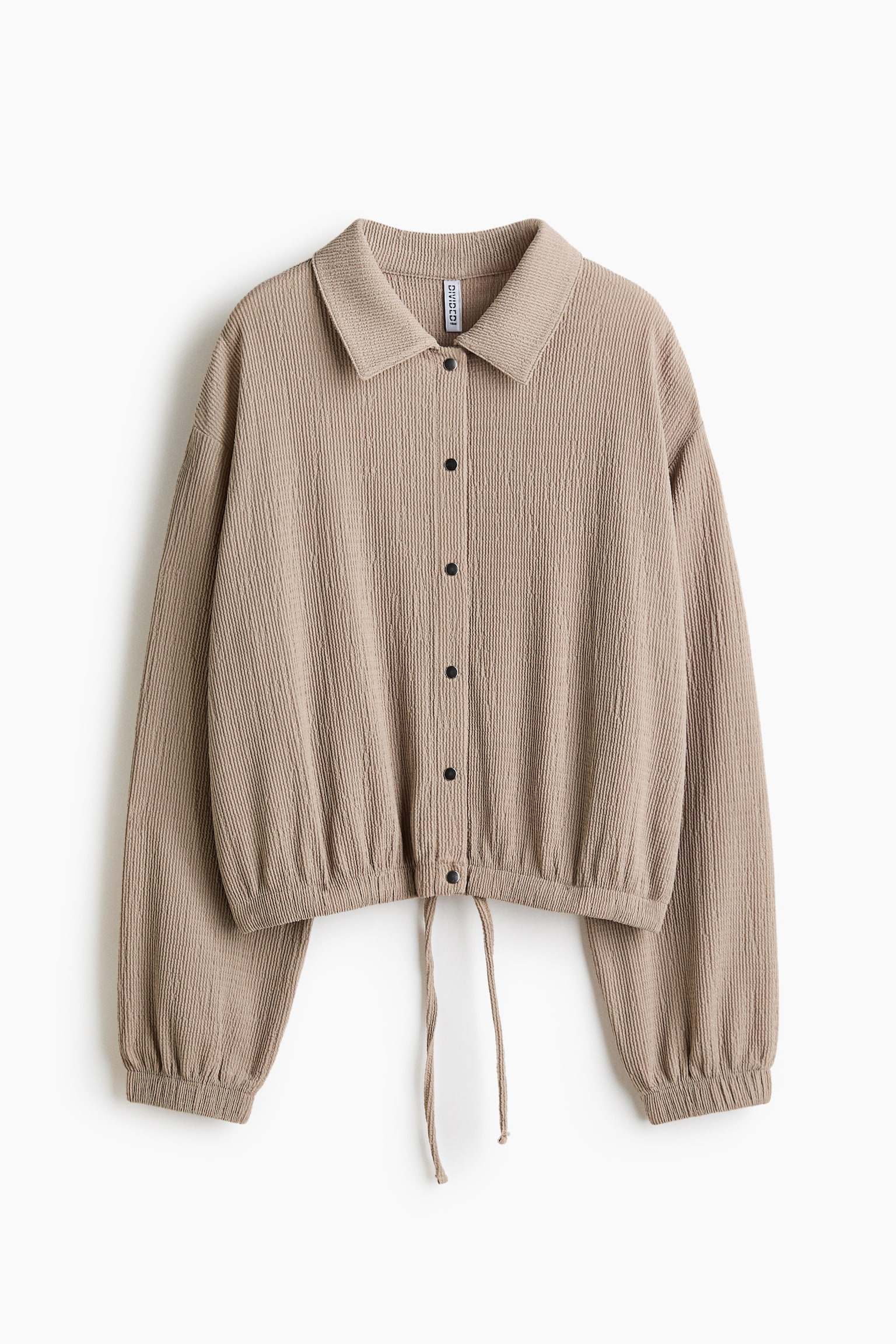 Textured jersey jacket - Beige/Dark brown - 2