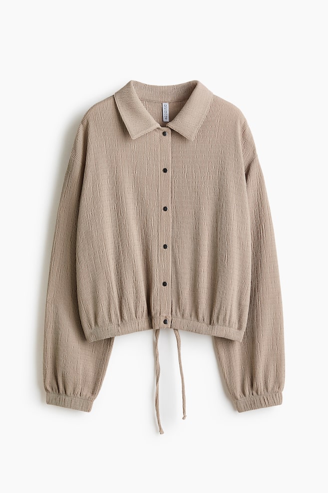 Textured Jersey Jacket - Beige/Dark brown - 1