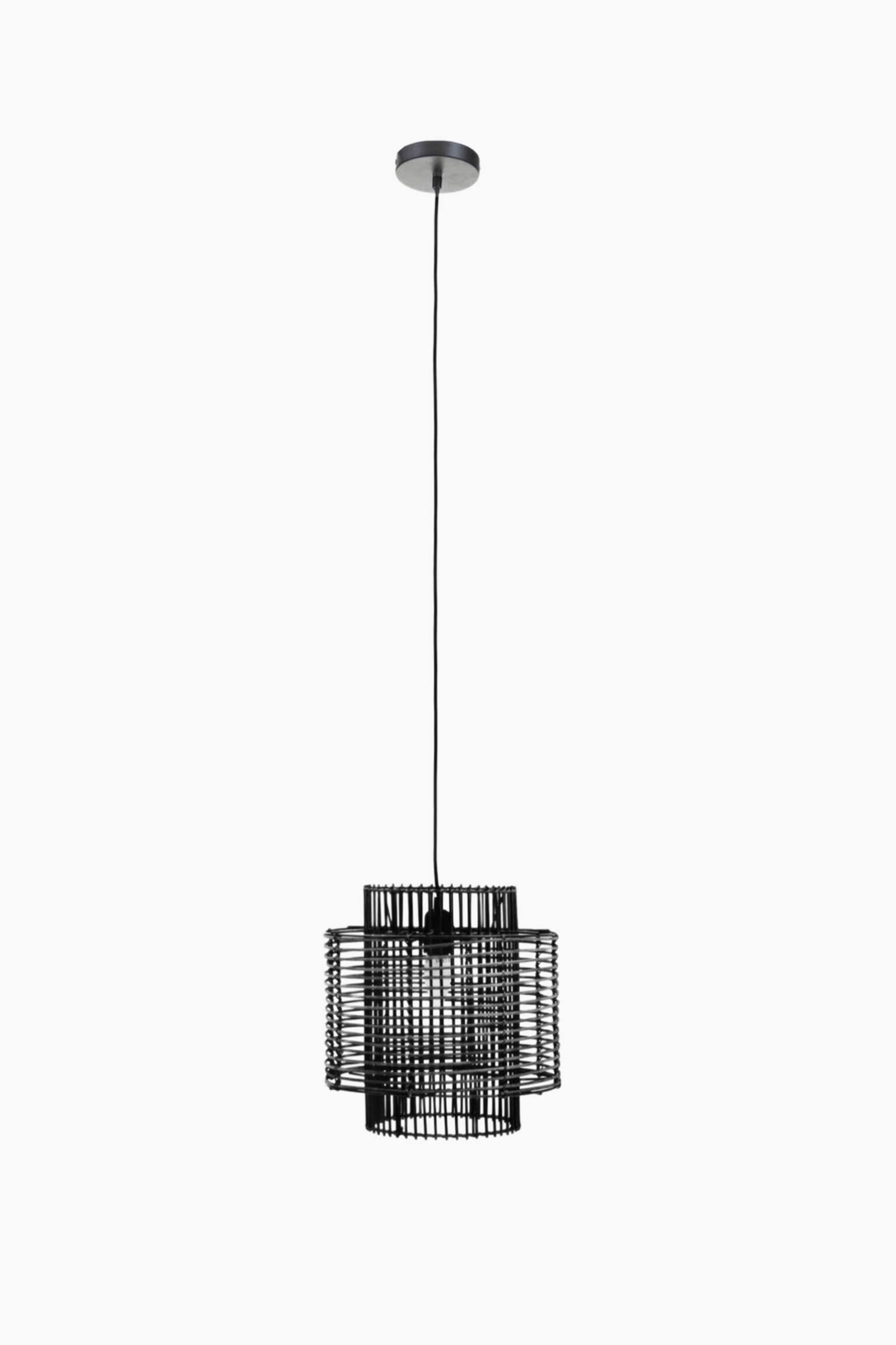 Jaya Rattan Overlapping Pendant Lamp - Black - 1