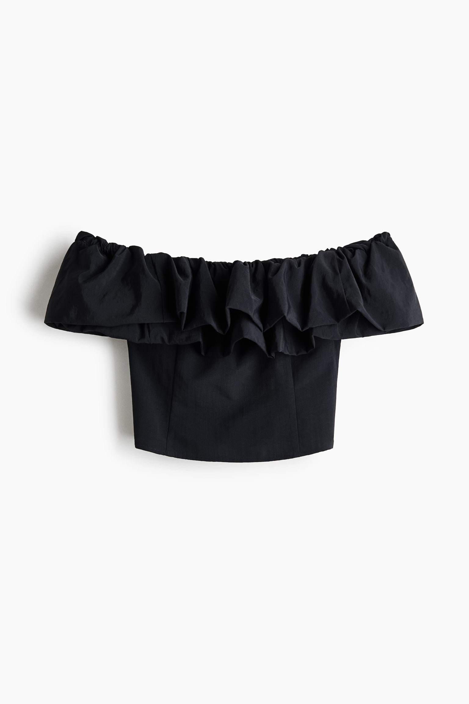 Frill-trimmed off-the-shoulder top - Black - 2
