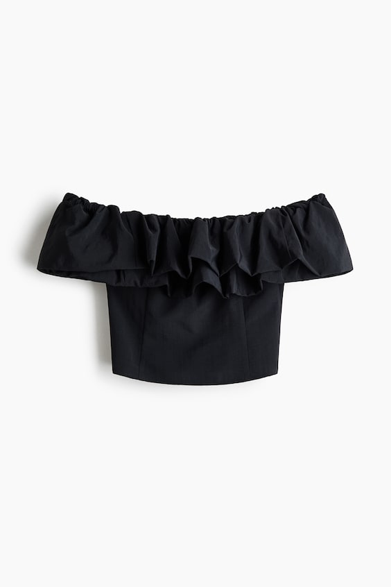 Женские топы H&M Ruffle-Trimmed Off-the-Shoulder Top