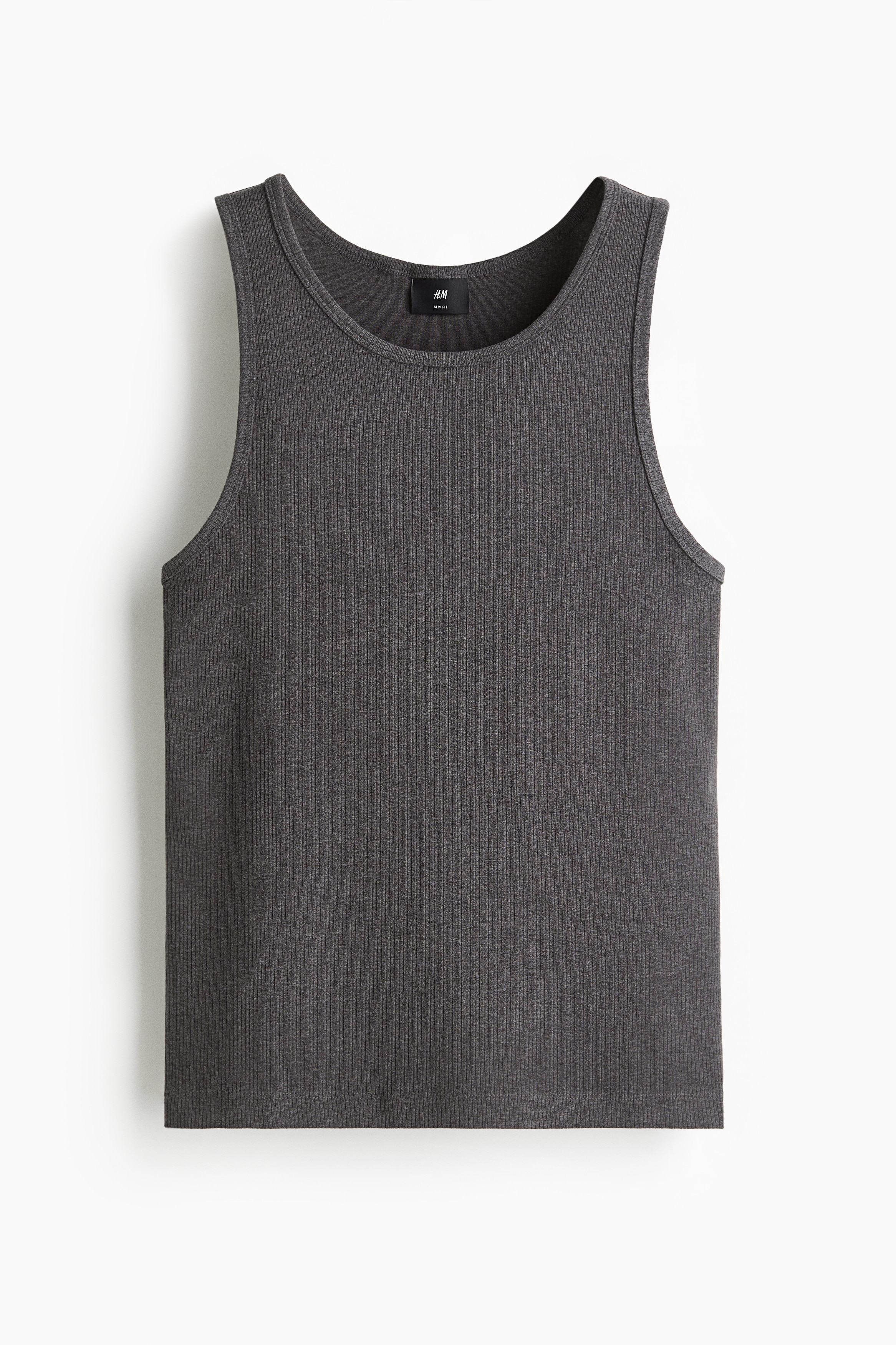 Slim-Fit Ribbed Tank Top - Dark gray/Beige/White