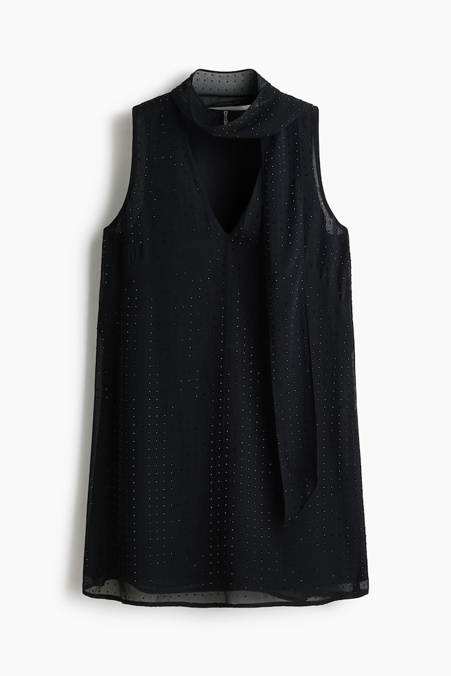 Robe ornementée en mousseline-Noir - 1