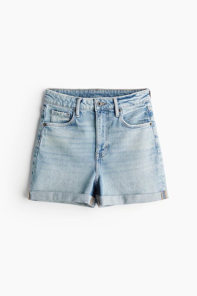 Mom Ultra High Jeansshorts - Helles Denimblau/Helles Denimblau/Weiß - 1