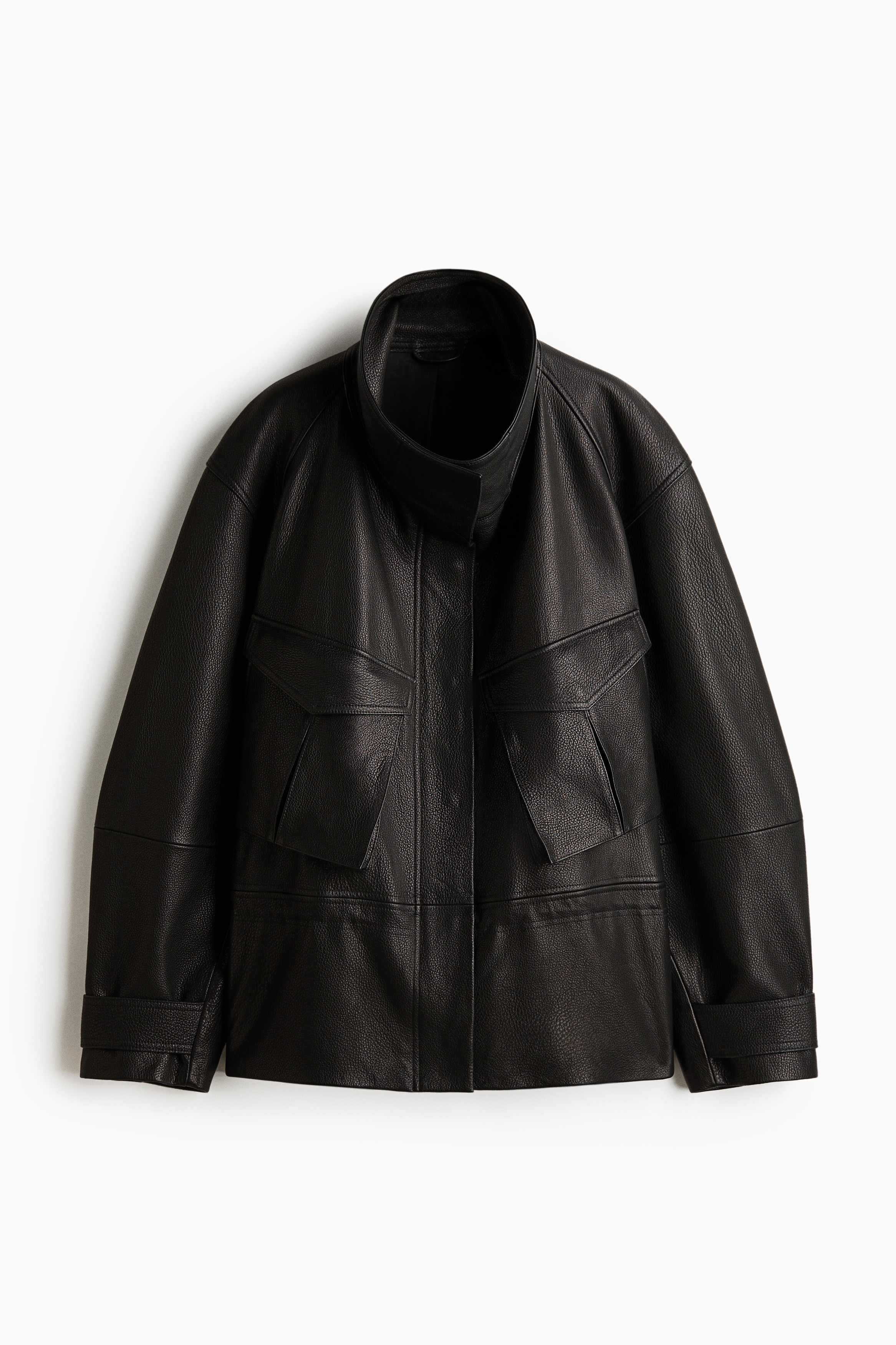 Peplum Leather Jacket - Black