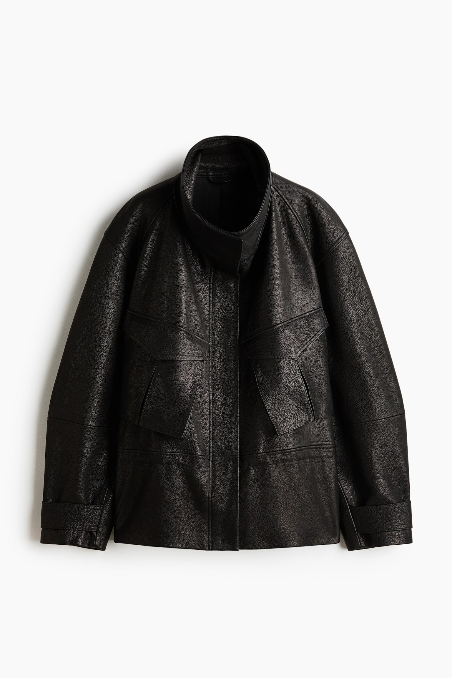 Peplum leather jacket - Black - 2