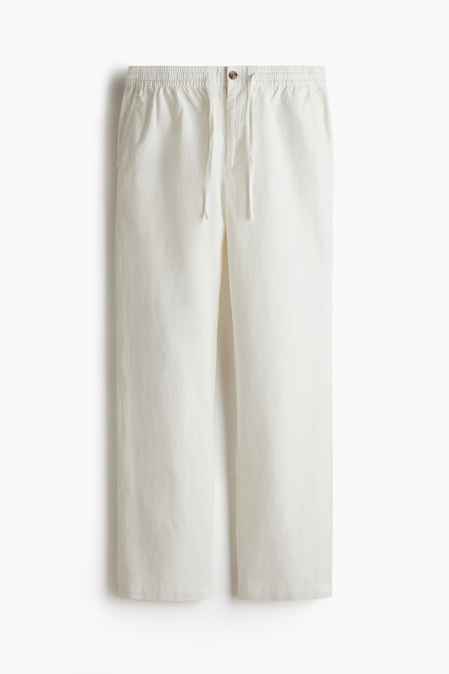 Regular Fit Linen-blend trousers - White/Light beige