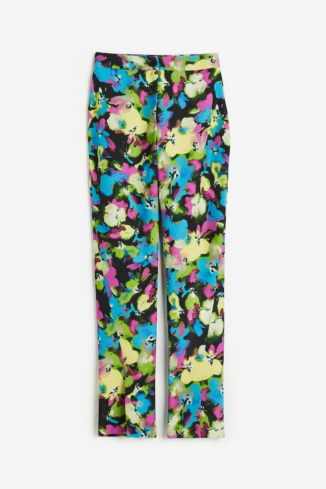 Pantalón estampado con abertura en el bajo - Azul/Estampado - 1