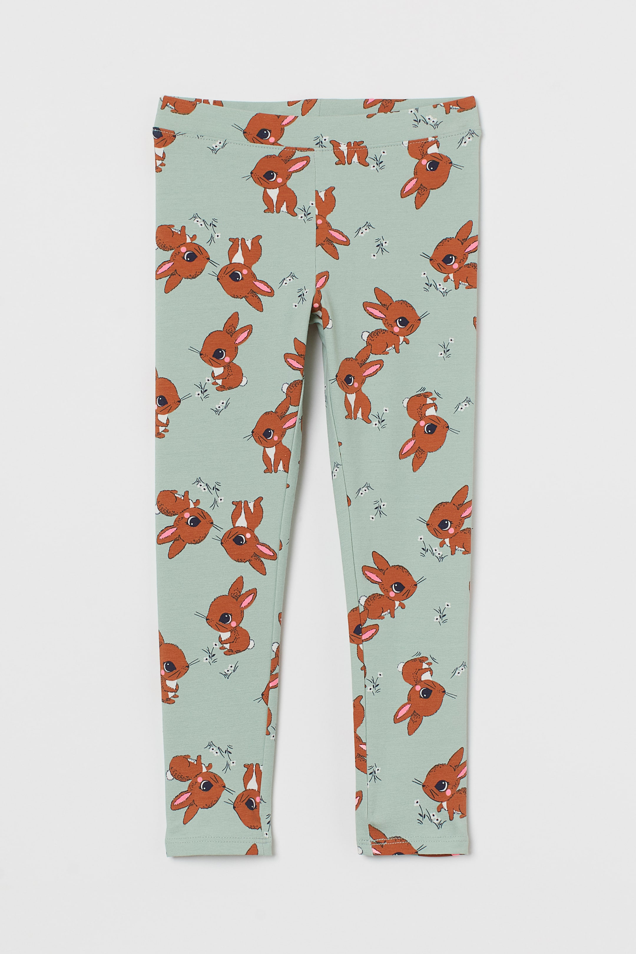 Visa större bild: Leggings - Ljusgrön/Kaniner - BARN | H&M SE 1