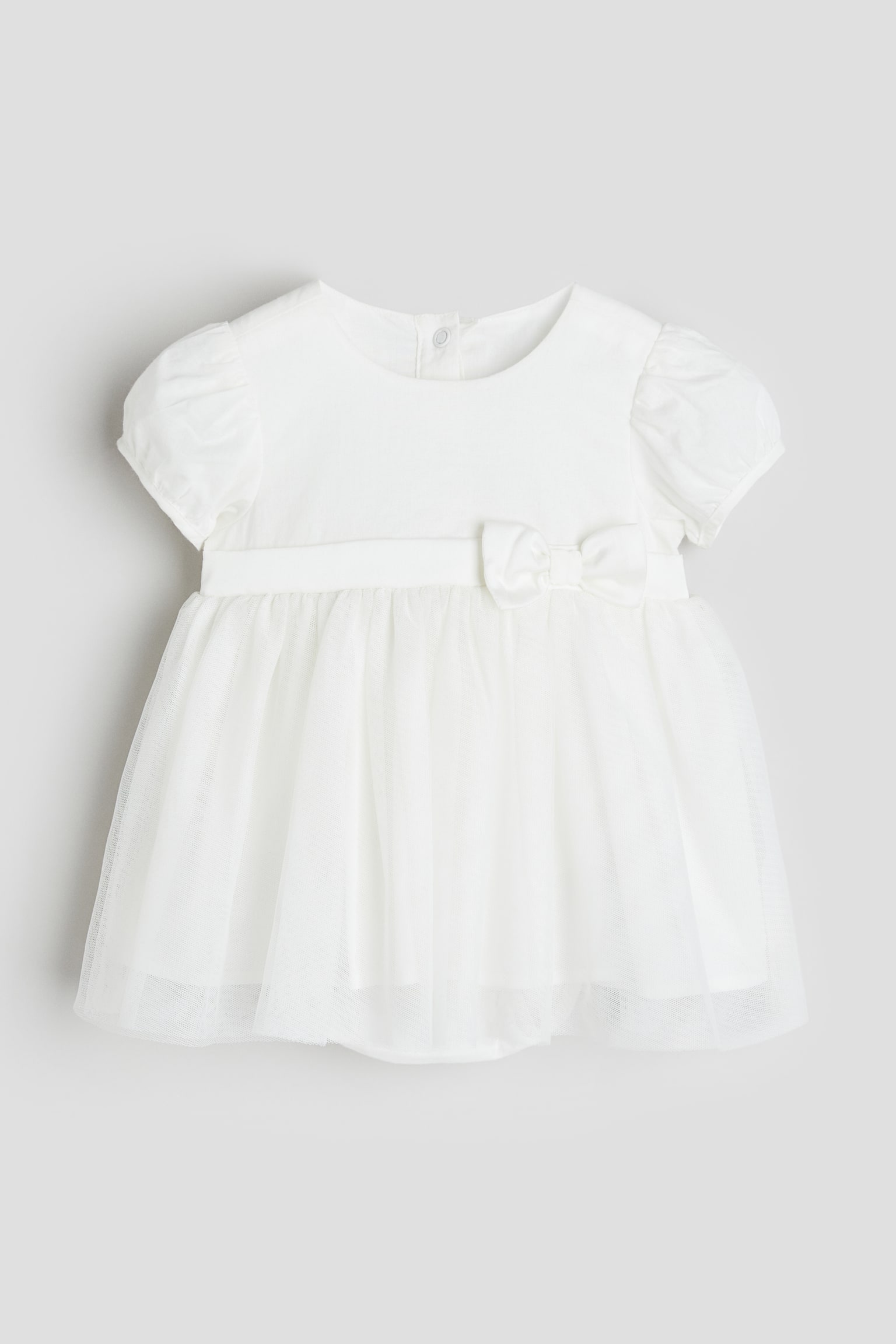 Tulle Skirt Bodysuit Dress - White - 1