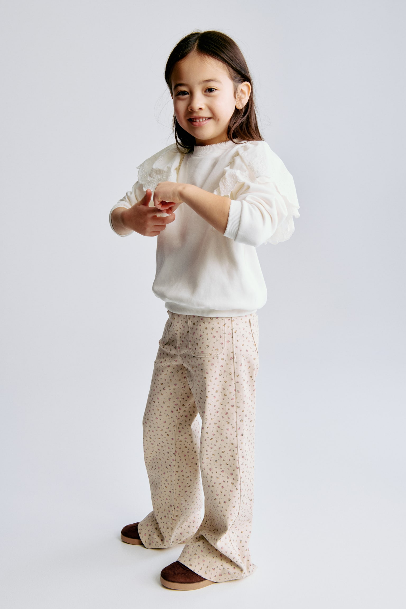 喇叭牛仔褲 - 米色/花朵/黑色/丹寧藍/粉紅色/深丹寧藍 - 5