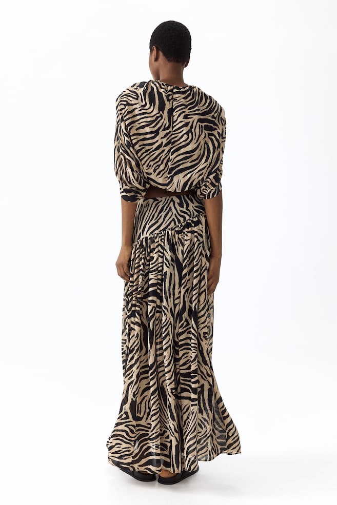 Falda maxi de chifón - Beige/Diseño de cebra/Café oscuro - 4