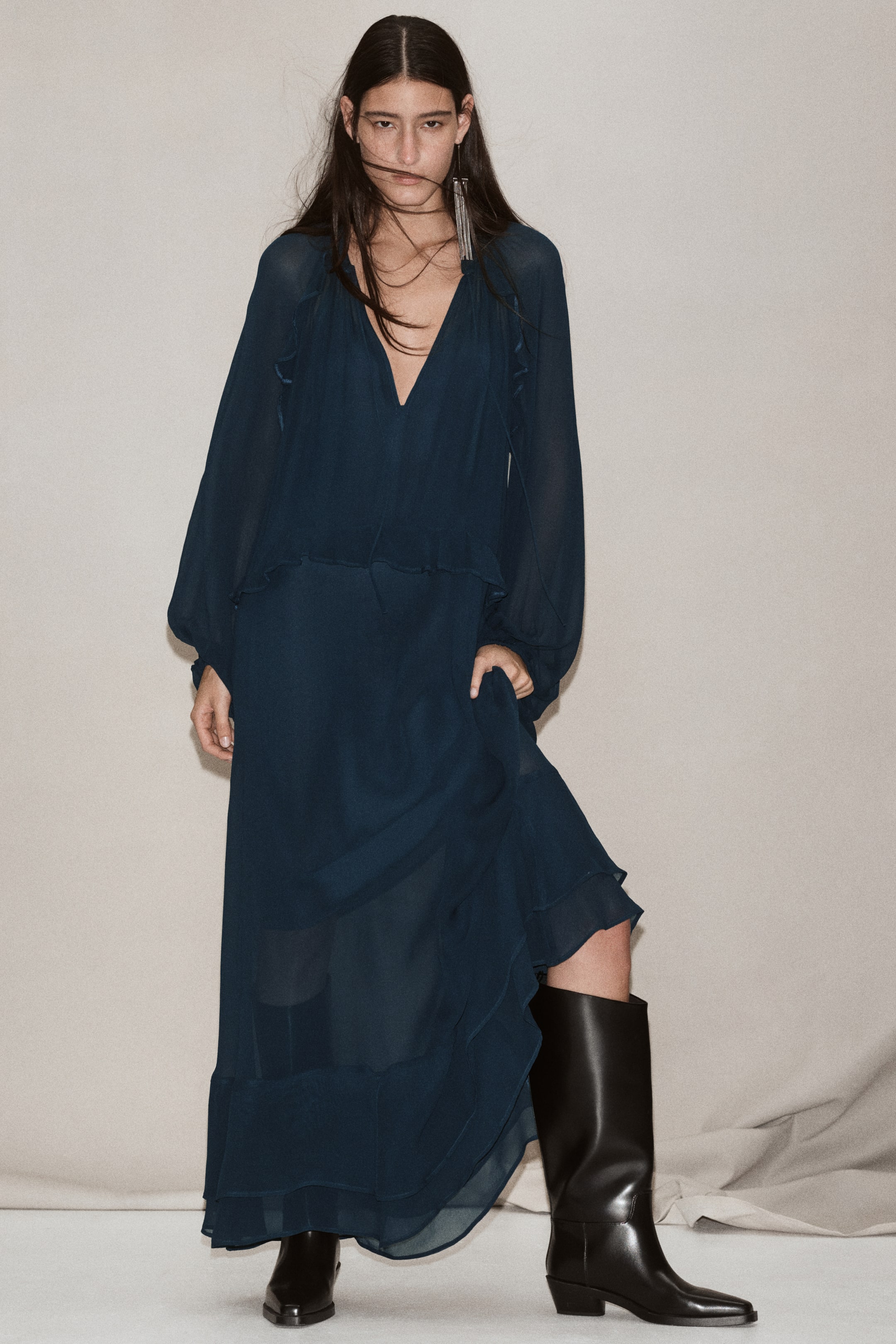Flounce-Trimmed Dress