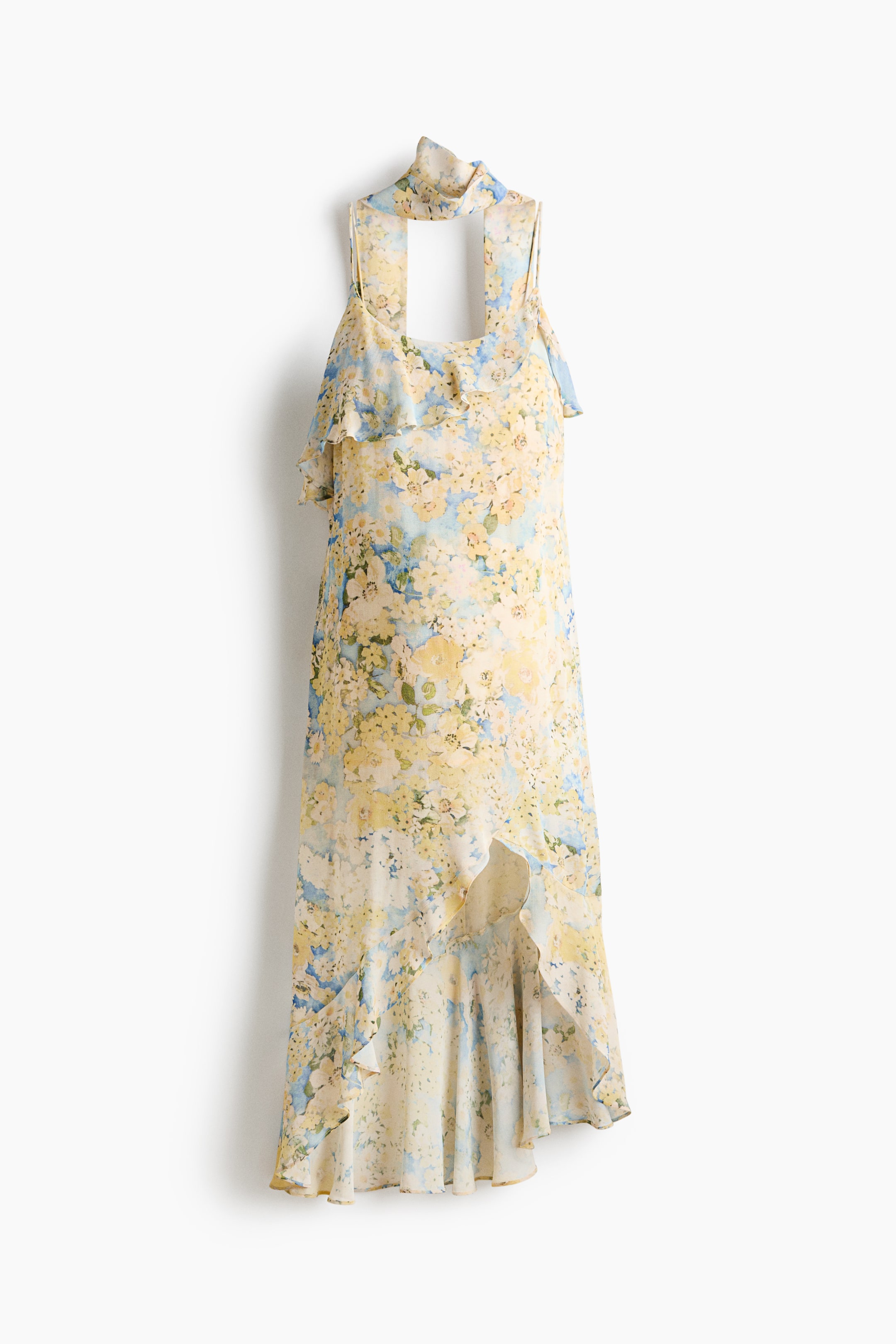 MAMA Robe à volant en mousseline avec écharpe