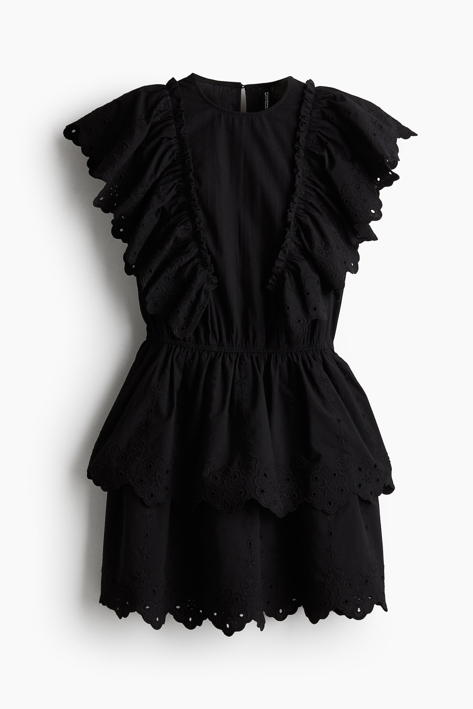 Robe volantée en coton - Black/Blanc - 2