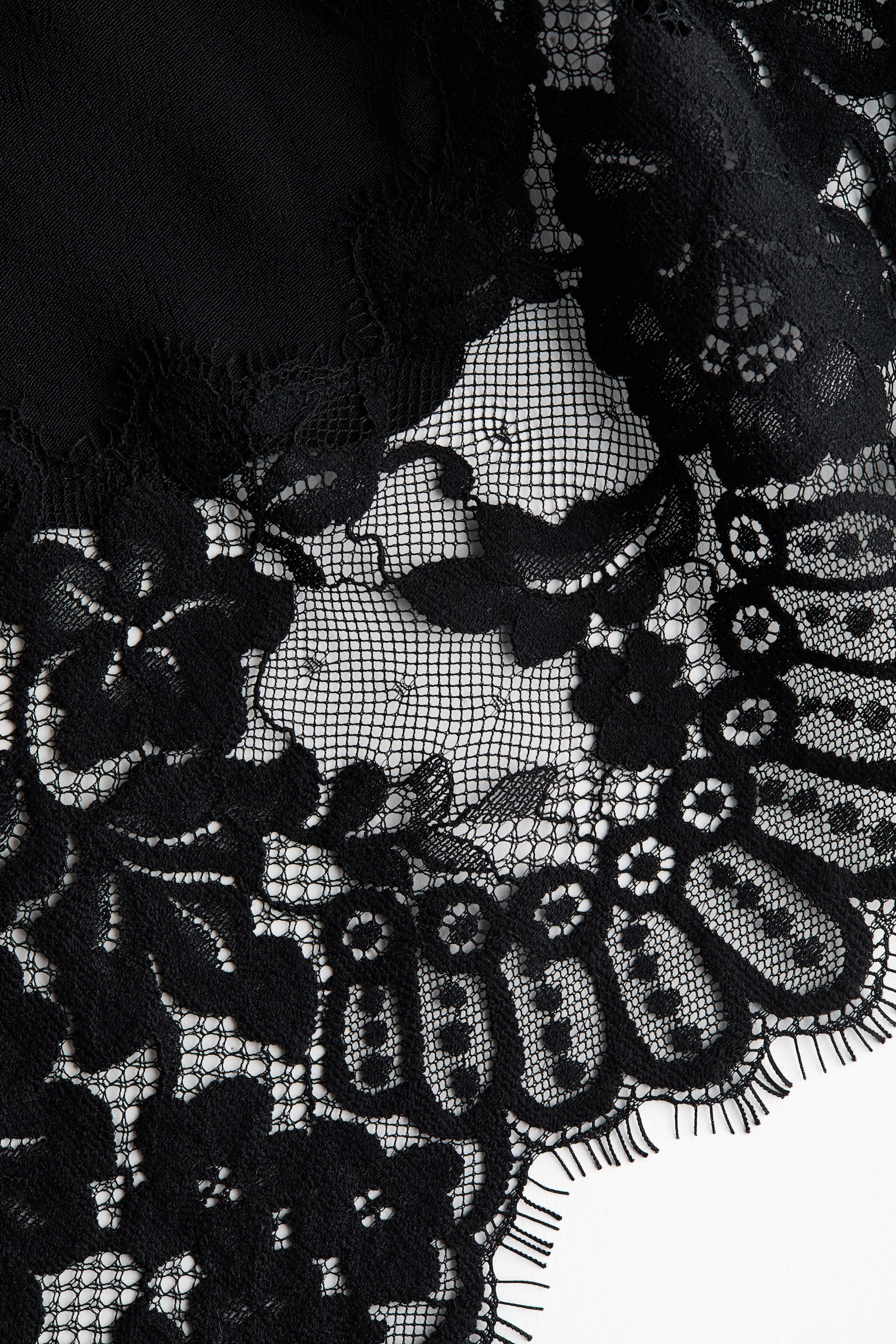 Lace-trimmed viscose skirt - Black - 5