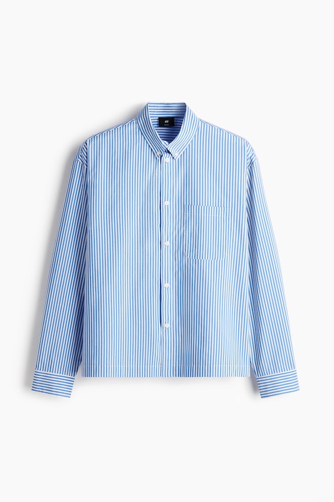 Relaxed Fit Cotton Shirt - Light blue/Stripe/Light blue/Stripe - 1