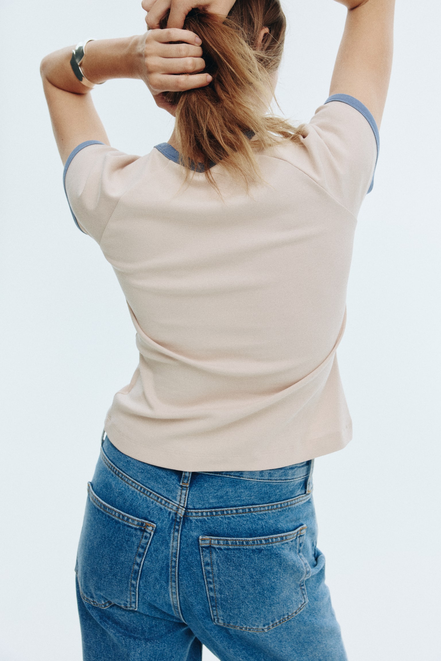 Áo thun tay ráp lăng - Màu be nhạt/Xanh dương khói/Màu be/Koiya - 3