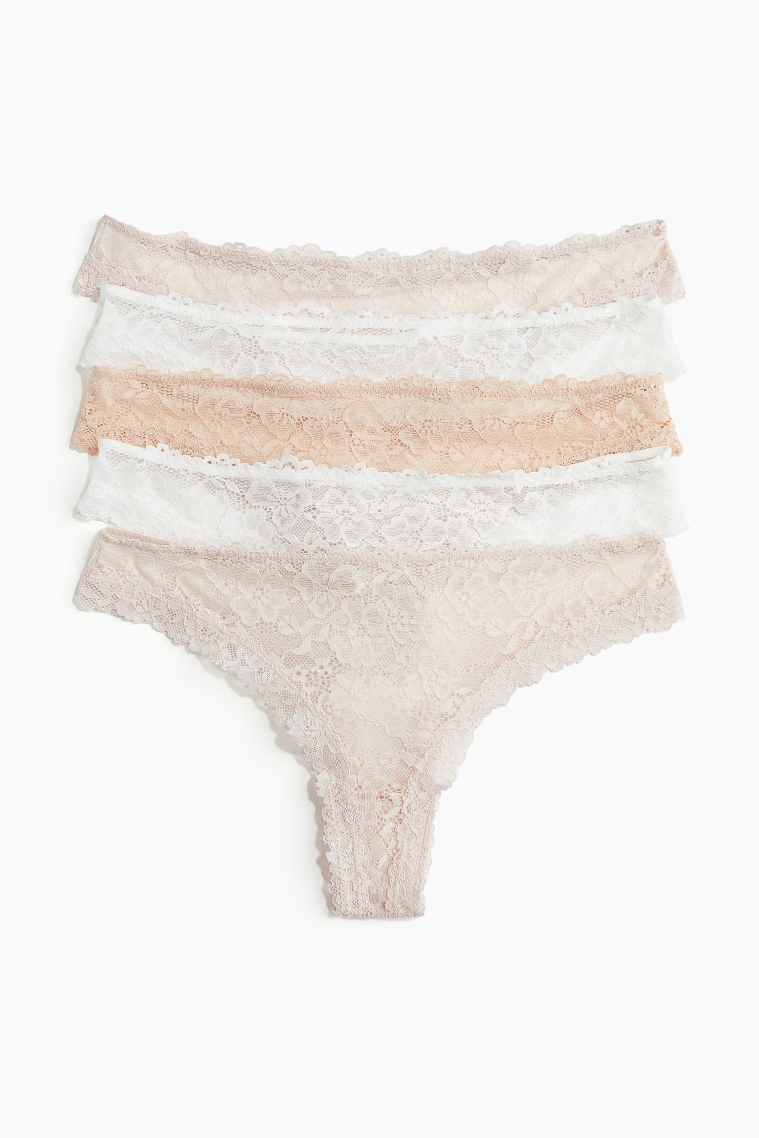 5-pack lace Brazilian briefs - Dusty pink/White/Light apricot/Grey-green/White/Light blue/White/Pigeon blue/Beige/White/Black/Black/Black - 1