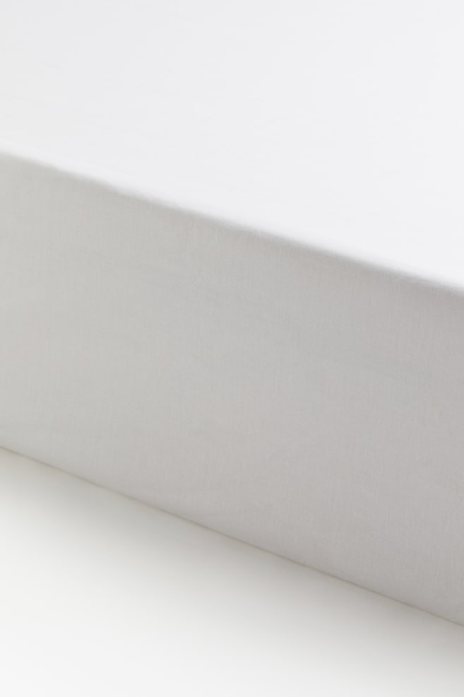 Fitted Cotton Sheet - White/Light gray/Dusty taupe - 1