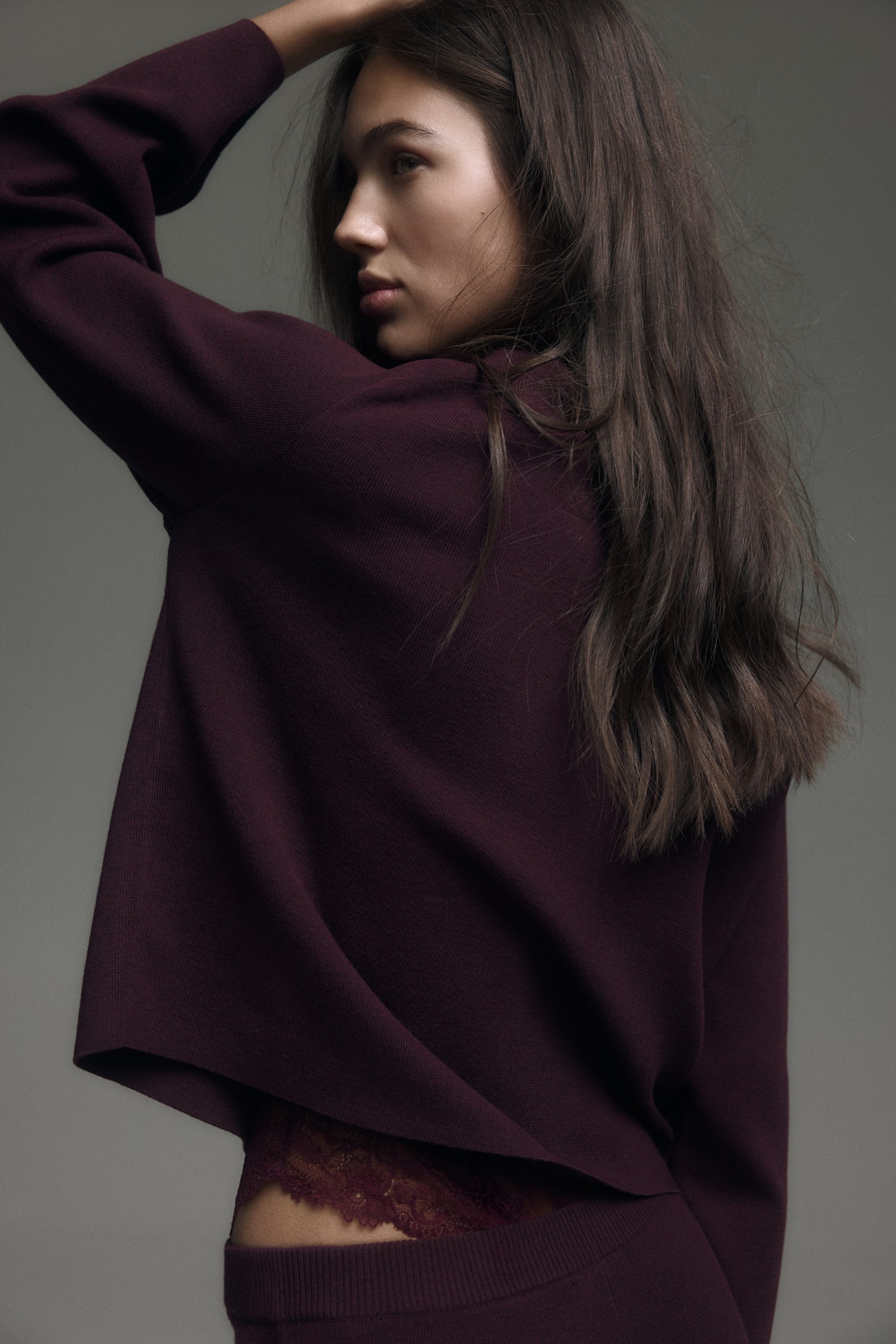 Oversized jumper - Burgundy/Dark dusty green/Cream/Navy blue/Grey marl/Light beige marl - 1