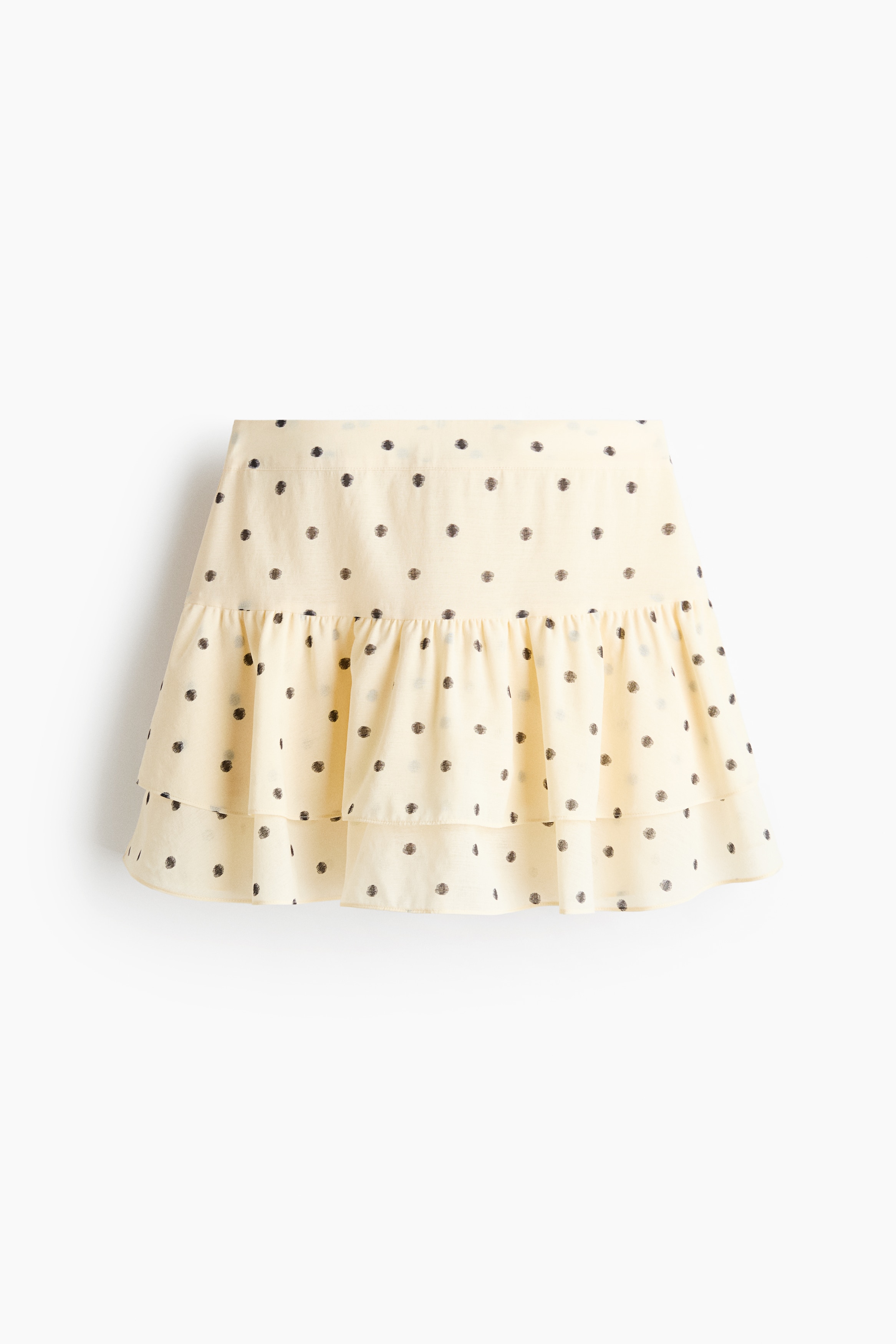 Tiered skirt - Light yellow/Spotted