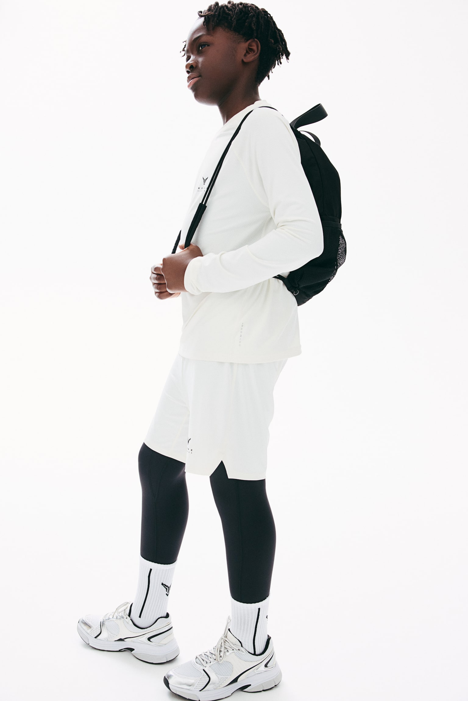 Layered sports tights - White/Black/Dark blue - 3