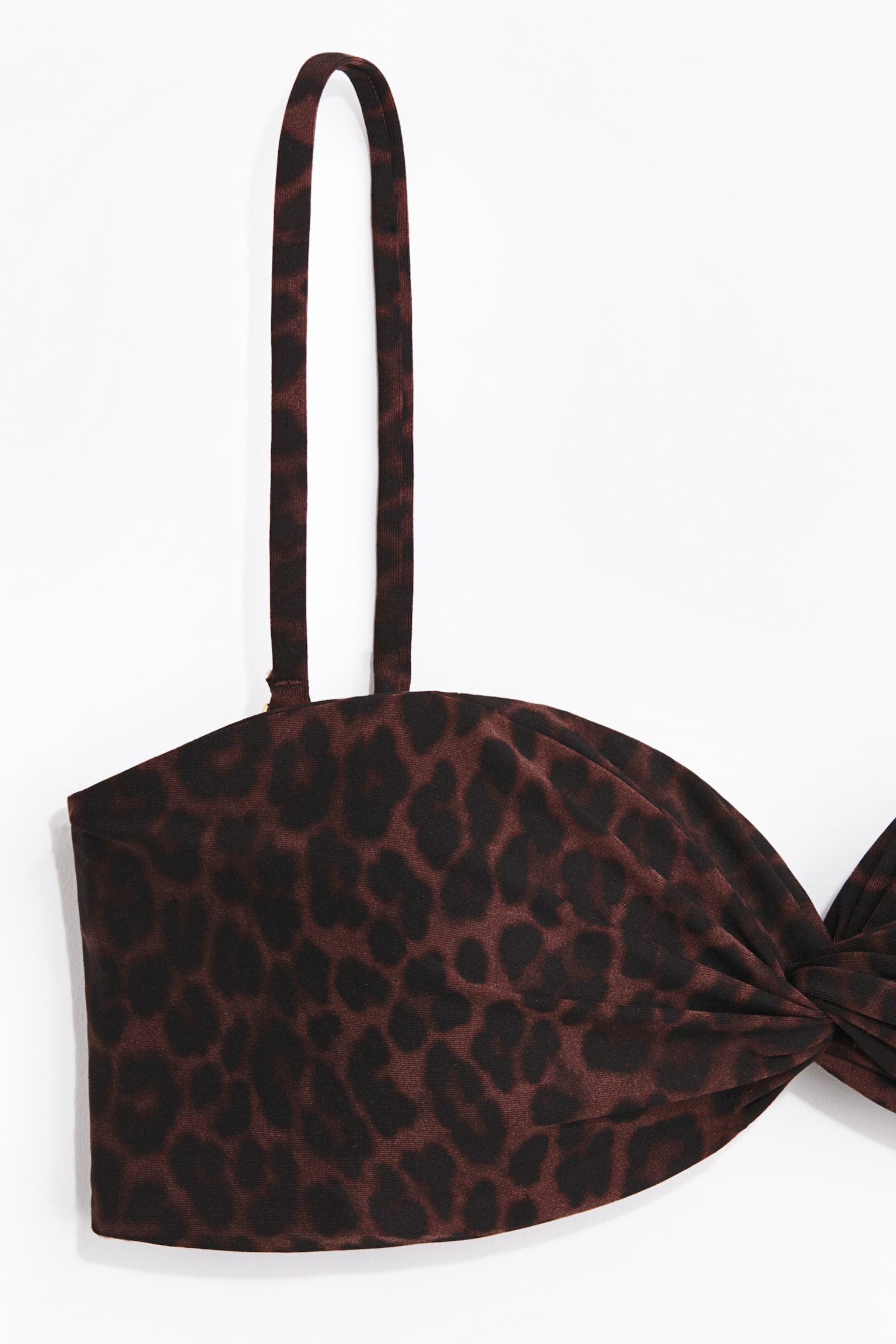 Padded bandeau bikini top - Koyu kahverengi/Leopar desenli - 2